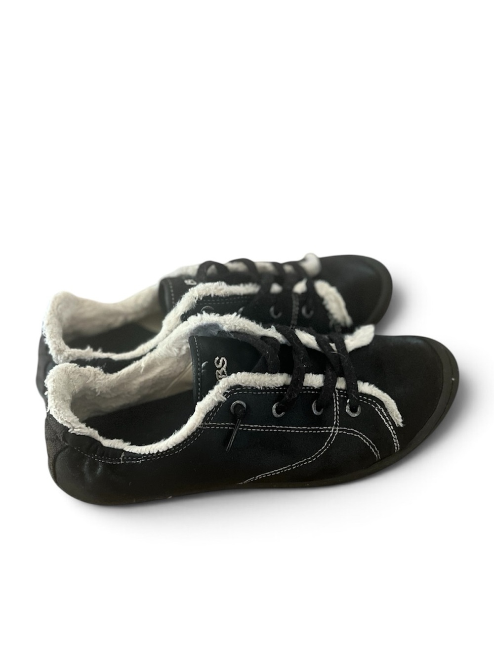 BOBS by Skechers Black Faux Fur Lined Lace-Up Sneakers Size 11